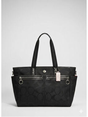 Coach Black Signature Canvas Tote Bag One Size